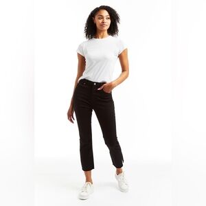 NWOT Tractr Black High Rise Crop Flare Jeans With Side Slit And Raw Hem Size 27